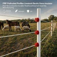 Isolateurs de poteaux de clôture électrique pour bétail en profilés pultrudés en PRV, non conducteurs, durables, résistants aux intempéries, pour assemblage et fabrication
