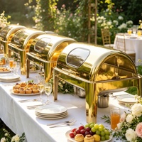 Restaurant Hotel Chafing Dish Buffetset Luxe Bruiloft Chafing Dishes voor Catering Rechthoekige Chafing Dish met Glazen Venster Verwarmer