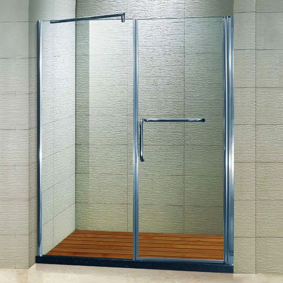 KMRYKD3001モダンホテルストレートシェイプアルミニウムフレームバスルームガラスシャワースクリーンバイパスシャワードア