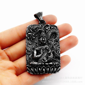 Yunnique – collier avec pendentif Bouddha en acier titane, avec motif de huit divinités du zodiaque, bijoux cadeau unisexe - Product Image 2