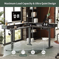 Table de bureau électrique moderne personnalisée en forme de L Tiroirs de bureau sur pied en acier inoxydable à triple moteur intelligent et hauteur réglable