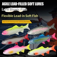 Leurre transfrontalier pour poissons d'eau salée, lancer longue distance, jig-tail en T, tête plombée, appât souple en plastique, imitation réaliste pour la pêche en mer