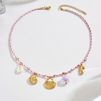 Collier pendentif à breloques DIY plaqué or 18 carats avec chaîne en acier inoxydable, bijoux fantaisie colorés