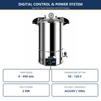 Sterilisator Uap Autoklaf Digital 24L Buka Cepat Vertikal Baja Tahan Karat Laboratorium Medis 126C 0.165MPa