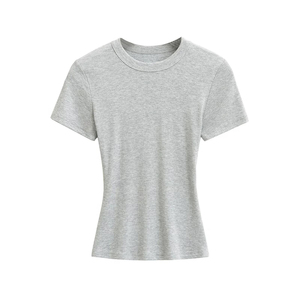 T-<span class=keywords><strong>shirt</strong></span> d'été OEM personnalisé pour <span class=keywords><strong>femme</strong></span>, coupe ajustée, manches courtes, respirant, en coton Dobby, imprimé sérigraphié, vente en gros - Product Image 2