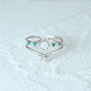 CANNER Factory New Double Layer Bow Open <b>Ring</b> for Girls Women Luxury 925 <b>Silver</b> Custom <b>Adjustable</b> <b>Ring</b> Gifts Jewelry - Product Image 2