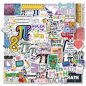 50 adet komik sevimli yaratıcı karikatür matematik sembol cetvel DIY öğretmen öğrenci hediye matematik formülü kişiselleştirilmiş metin sticker