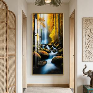 Pintura de Porcelana con LED e Impresión HD Personalizada de Lujo, Diseño de Arroyo en el Bosque, Decoración para el Hogar, Gran Venta, Arte Mural para Sala de Estar - Product Image 4