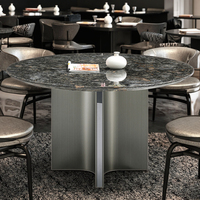 Table à manger moderne minimaliste italienne de luxe en marbre naturel ronde avec diamant platine, design artistique créatif pour la maison