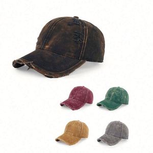 Nouvel Arrivage en Stock – Casquettes de Baseball Unisexe en Coton Délavé Style Vintage, Effet Usé et Déchiré, Modèle Papa - Product Image 1