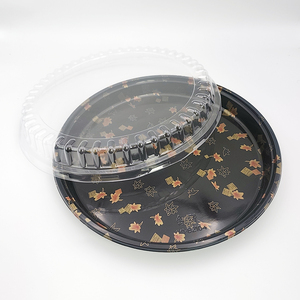 JY-82104 Jieyou <span class=keywords><strong>Plateau</strong></span> à sushi rond imprimé, grand format, en plastique, avec couvercle - Product Image 4