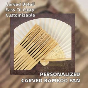 Éventail de mariage chinois traditionnel personnalisable, en bambou sculpté, pliable et portable, disponible en plusieurs couleurs, motif amour - Product Image 2