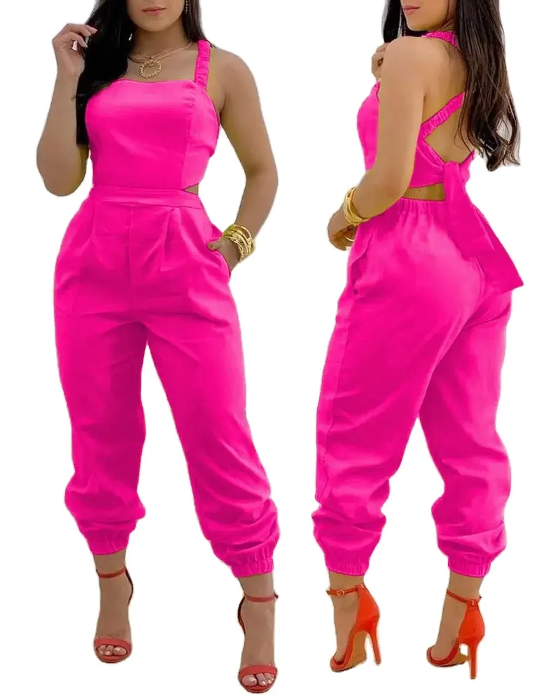 2024 Lente/Zomer Nieuwe Modieuze Casual Jarretel Open Broek Bedrukt Hoge Taille Jumpsuit Dames Set