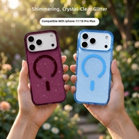 Coque de téléphone transparente magnétique à paillettes en TPU et PC pour iPhone 18 Pro Max, antichoc, résistante aux chutes, avec protection d'objectif surélevée, vente en gros