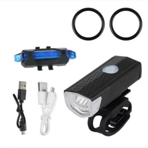 Lampe de vélo rechargeable par USB, lampe de cyclisme LED super lumineuse 300LM, étanche IPX6, 4 modes pour la conduite avant/arrière en extérieur - Product Image 1