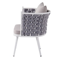 Fauteuils modernes en aluminium pour patio et jardin, chaises de salle à manger en corde grise