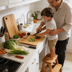 Repose-pieds pour enfants en <span class=keywords><strong>bois</strong></span> robuste réglable en hauteur Addreen pour marchepied de cuisine - Product Image 2