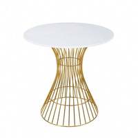 Table Basse Moderne et Simple pour Appartement Compact, Meuble de Loisirs avec Plateau en Marbre et Piétement Métallique pour Chambre à Coucher