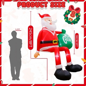 Père Noël grimpeur gonflable de 8 pieds avec lumières LED pour décorations de Noël extérieures et intérieures, fournitures de Noël - Product Image 2