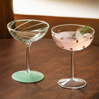 Flûtes à cocktail et coupes en verre soufflé à la main personnalisées en gros, verres à vin rouge à pois pour mariage