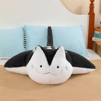 Nouveauté : Adorable peluche chat manta ray, jouet en peluche, décoration d'intérieur, cadeau d'Halloween, peluche chat ray noir douce