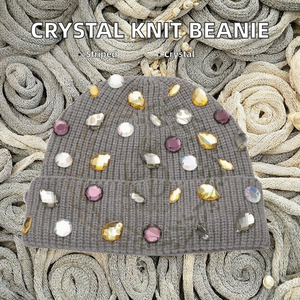 Gorro Unisex Ajustable KD con Rayas, Adornos de Cristal Acrílico, Tejido de Punto Acanalado, Tejido Común - Personalizado OEM/ODM - Product Image 2