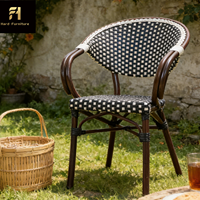 Chaise de jardin en rotin confortable de haute qualité, empilable, pour terrasse, café, jardin, usage commercial extérieur