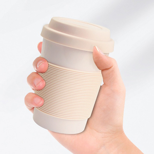 Mug à café réutilisable biodégradable de 350 ml, écologique, avec manchon en silicone et couvercle pour une utilisation en extérieur, gobelet à boisson - Product Image 3