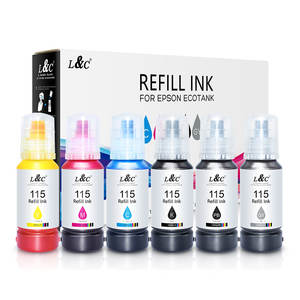 70ML Bouteille 115 T115 Pigment Dye Ink Kits d'encre Recharge Encre Compatible pour Epson <span class=keywords><strong>EcoTank</strong></span> L8180 L8160 <span class=keywords><strong>Et</strong></span>-<span class=keywords><strong>8500</strong></span> Et8550 <span class=keywords><strong>Imprimante</strong></span> - Product Image 2