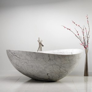 Baignoires ovales en marbre blanc de Carrare italien de 180 cm pour projets de salle de bain - Product Image 1