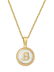 Collana con Ciondolo a Lettera di Tendenza, Placcata in <span class=keywords><strong>Oro</strong></span> 18k, in Acciaio Inossidabile, Gioielleria Raffinata - Product Image 1