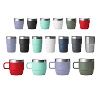 Mug à café en acier inoxydable avec logo personnalisé, mug à café de camping avec poignée et couvercle, extérieur en acier inoxydable, intérieur en céramique