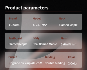 <span class=keywords><strong>Guitarra</strong></span> Eléctrica Luxars de Alta Gama TL con Cuerpo de Arce Flameado Real, Acabado Brillante, Mástil de Arce Flameado Satinado, Pastilla AlnIco <span class=keywords><strong>V</strong></span>, Modelo S-G27-MAX - Product Image 4