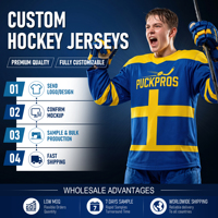 Maillot de hockey personnalisé de haute qualité, sublimé, respirant, uniforme d'équipe, fabricant OEM, faible MOQ, professionnel