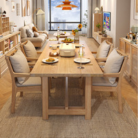 Table à manger moderne en bois massif DISHI pour salon, table longue avec pieds en bois, meubles de salle à manger