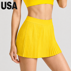 <b>Ladies</b> <b>Summer</b> Pleated Tennis <b>Skirt</b> High Waisted Athletic <b>Skirt</b> With Built‑in Shorts Quick Dry Sport <b>Skirt</b> For Workout Gym - Product Image 1