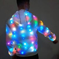 Veste LED unisexe blanc froid avec impression lumineuse en polyester/rayonne, taille personnalisée pour adultes, idéale pour les spectacles, les fêtes et les clubs
