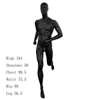 Mannequin Homme Sportif en Fibre de Verre Noire, Pose de Course, Corps Entier Musclé, 184 cm, pour Vitrine de Magasin de Vêtements de Sport
