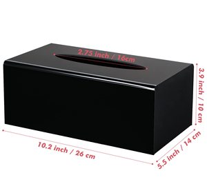 Container Tissue Dispenser Rectangle Black Acrylic Plastic Tissue Box Holder for Home Bathroom Kitchen and Office