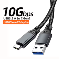 Câble USB 3.2 3.1 Gen2 10 Gbps USB-A Type-C 3A Charge rapide Gaine en nylon Noyau en alliage d'aluminium Transfert de données