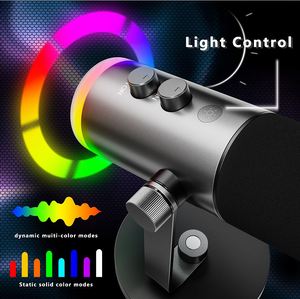 Micrófono Dinámico RGB con Cable de Buena Calidad, con Interfaz de Monitor, Micrófono USB XLR para Grabación y Juegos en Vivo - Product Image 5