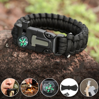 Kit de survie multifonctionnel chercher silex cutter sifflet 7 core saving outdoor compass aventure parapluie corde bracelet