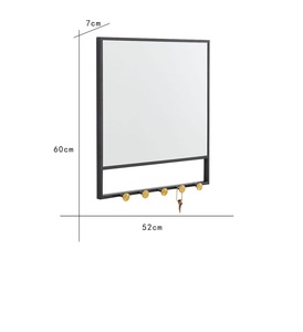 Wholesale Bathroom Entry Decorative <strong>Rectangular</strong> Metal <strong>Wall</strong> <strong>Mirror</strong> with Hooks Display <strong>Mirror</strong> Factory Ningbo - Product Image 6