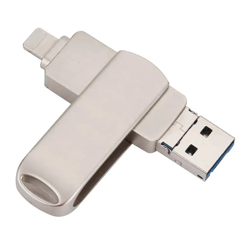 OTG USB Lightning Micro-USB 3.0 แฟลชไดรฟ์อุปกรณ์จัดเก็บข้อมูลภายนอก 3 ใน 1 โทรศัพท์มือถือคอมพิวเตอร์ Pendrive 64/128GB สําหรับ Iphone