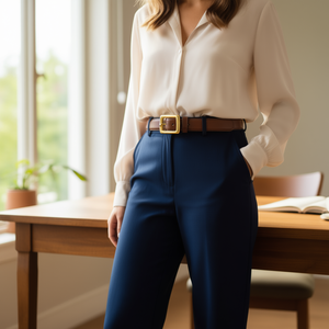 Cinturón de cuero PU con hebilla CG de 3.8 cm, cinturones de moda para mujer, para vestidos, pantalones y ropa informal. - Product Image 2