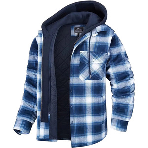 Casaco Casual de Manga Longa com Zíper em Material Premium para Outono e Inverno, Acolchoado e com Capuz em Flanela Xadrez para Homens - Product Image 3