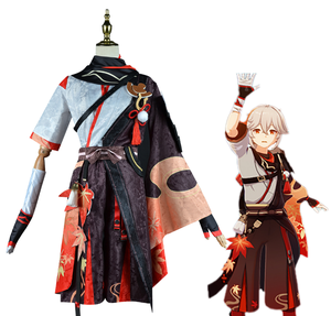 Conjunto de Disfraz de Cosplay de <span class=keywords><strong>Kaedehara</strong></span> <span class=keywords><strong>Kazuha</strong></span>, Peluca de Samurai, Gafas Rojas, Unisex, Adulto, Halloween, Carnaval - Product Image 1