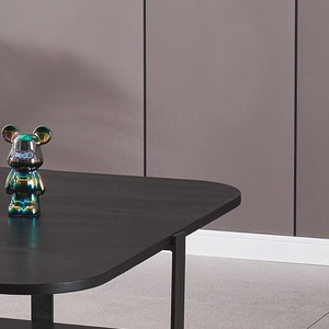 Table de rangement Moderne luxe carré noir Panneau de fibres de densité moyenne Mobilier de salon Table de centre de thé - Product Image 4
