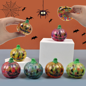 Halloween Pumpkin Vent Ball, Soft <b>Beads</b> Filled Squeeze Toy, Portable Stress Relief Decompression Holiday Toy - Product Image 6