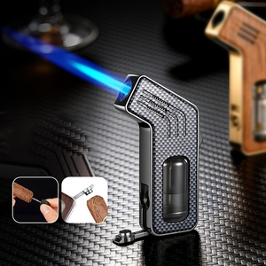 Accendino a Fiamma Jet Elegante con Fiamma Regolabile e Finestra per il Livello del Carburante - Product Image 3